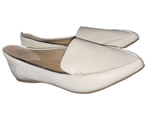 Steve Madden Womens Pointed Toe Loafer Flats Off White Leather Slip-On Shoes 10M